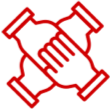 four hands holding - partnership symbol